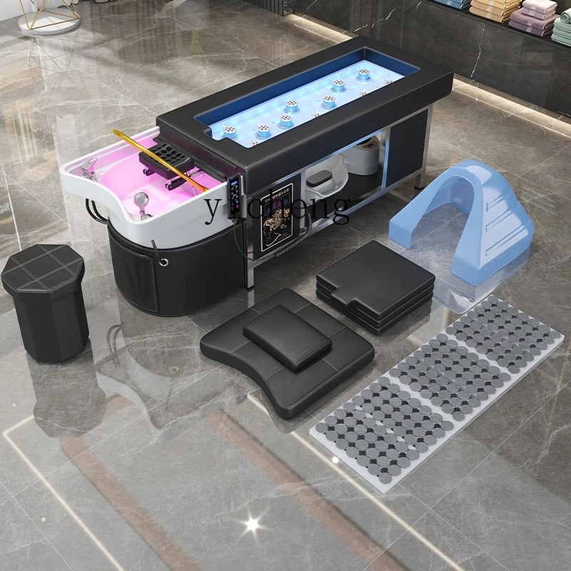 YFY   moxibustion head treatment bed, special shampoo  for whole body beauty salon, with water circulation fumigation for home