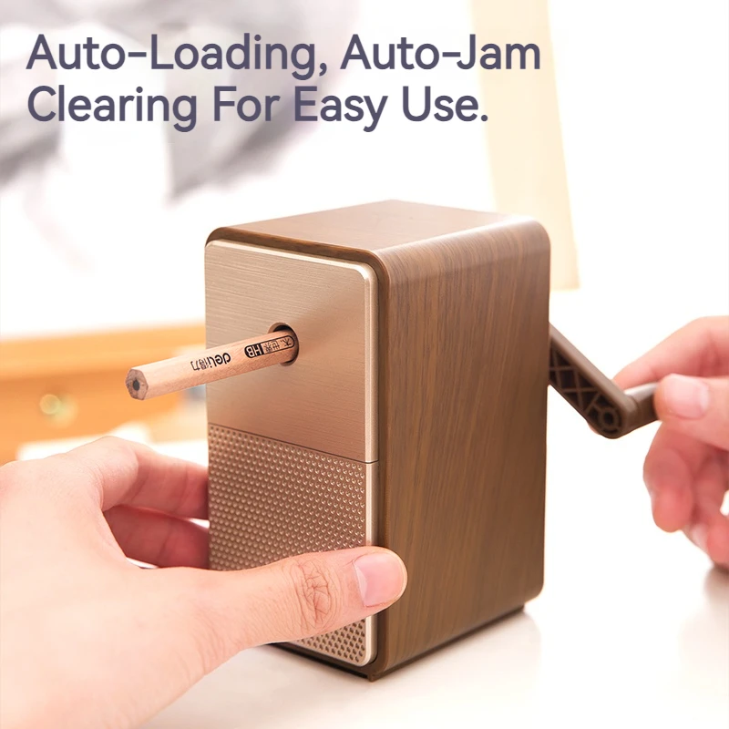 DELI Adjustable Hand Crank Pencil Sharpener with Long-Lasting Blade Tabletop Stationery Sharpening Machine for Office & School