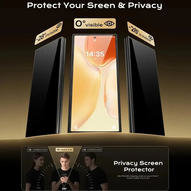 3 قطعة واقي شاشة الخصوصية لهاتف سامسونج جالاكسي Z Fold 7 سهل التركيب مضاد للتجسس من الزجاج المقسى لهاتف سامسونج Z Fold6 5 4 خاص