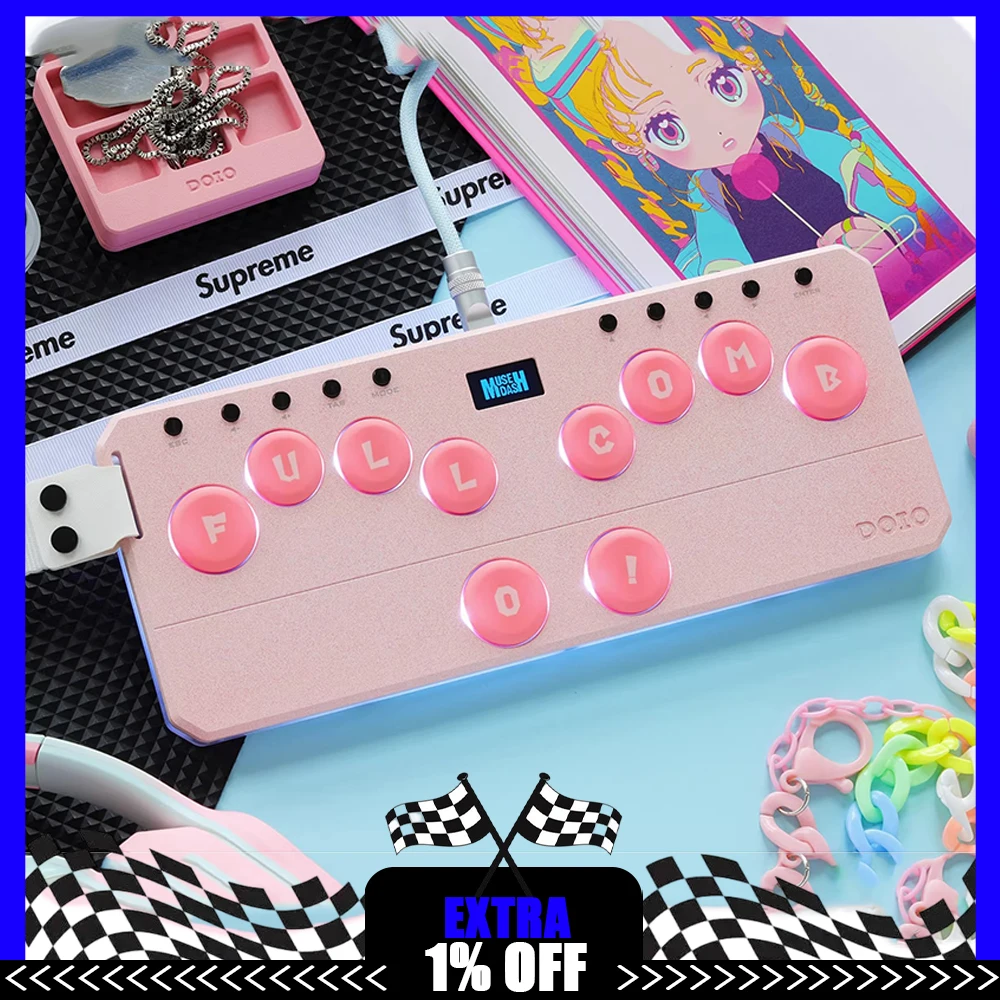 DOIO KBGM-M02 Mechanical Keyboard Ergonomic Design Aluminum Alloy Material RGB Keyboard PBT Keycaps OLED Pc Accessories Gifts