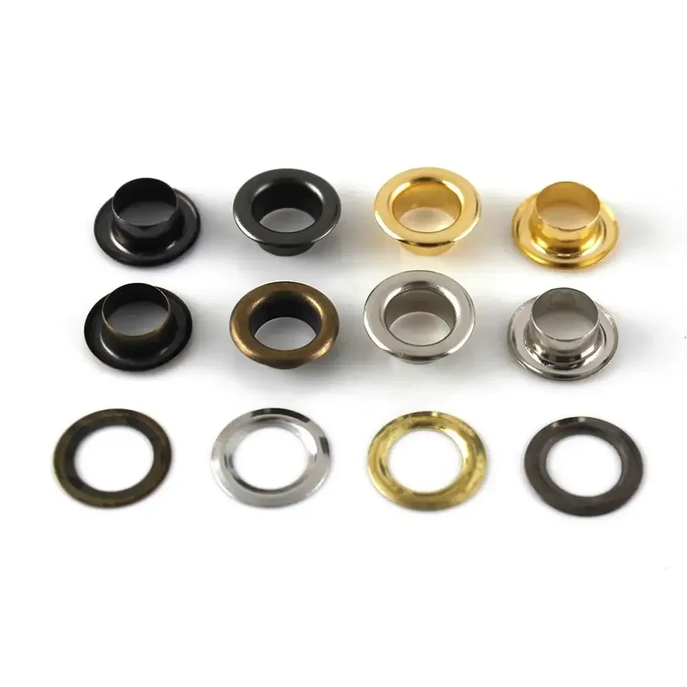 100sets 6/8/10/12mm Brass Eyelets with Washers Grommet Repairing Round Eye Rings for Shoes Bag Clothing Skin Belt Hat