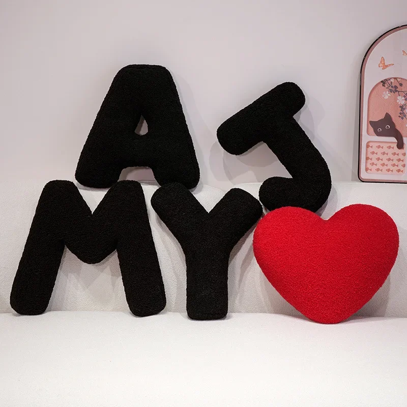 English Letter Plush Love Pillow Simple Creative Combination Paired with Cartoon Backrest Sofa Cushion Car Bolster with Core
