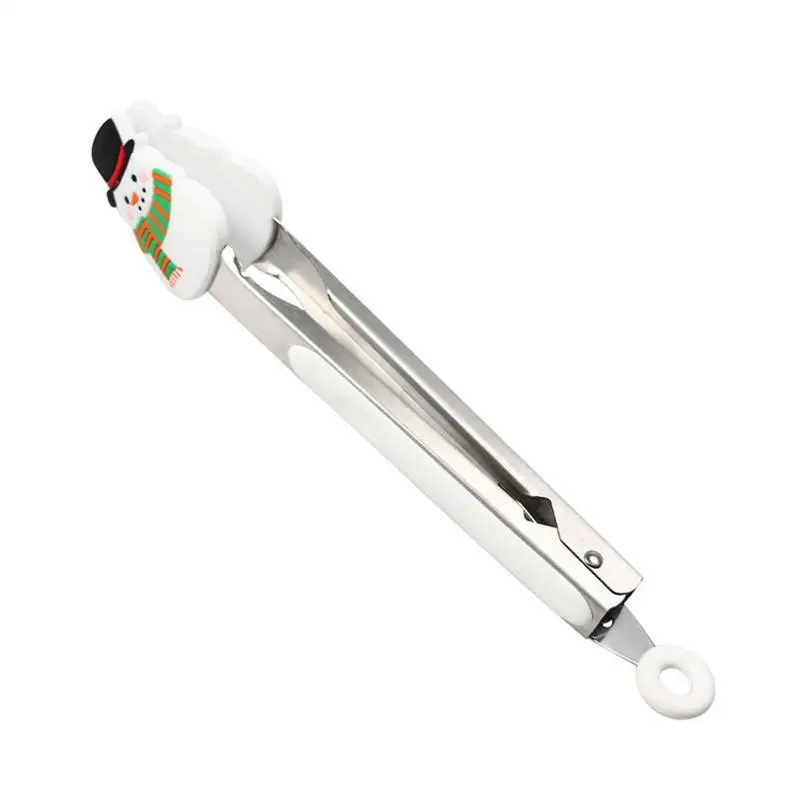 Bread Tongs For Serving Christmas Style Metal Cooking Tongs Non-Stick Silicone Salad Tong 9 Inches High-Temp Resistant