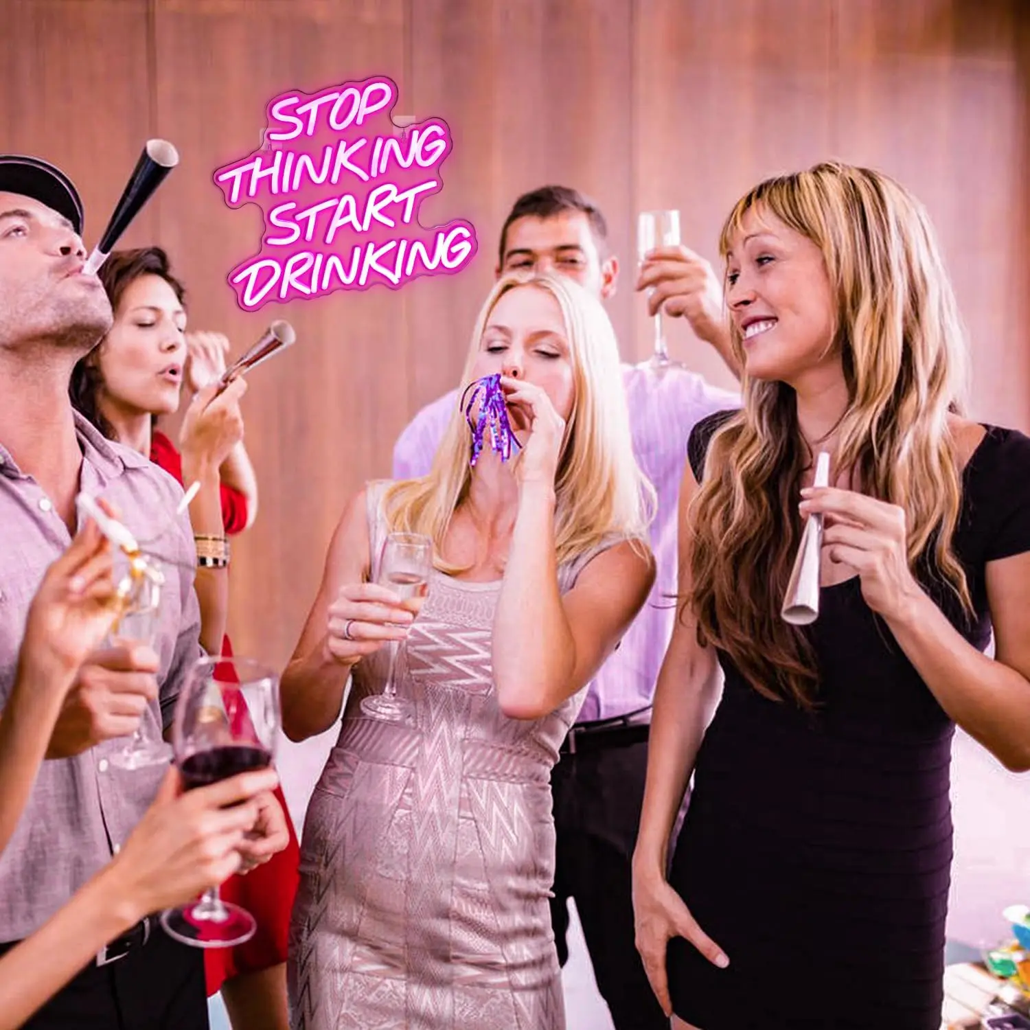 Stop Thinking Start drinkneon Signs LED Neon Light Signs, Light Up, Home Bar Man Cave Party Club Restaurant Gift