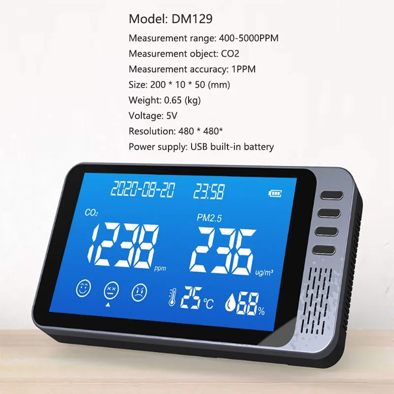 DM129 wall mounted carbon dioxide detector instrument air detector