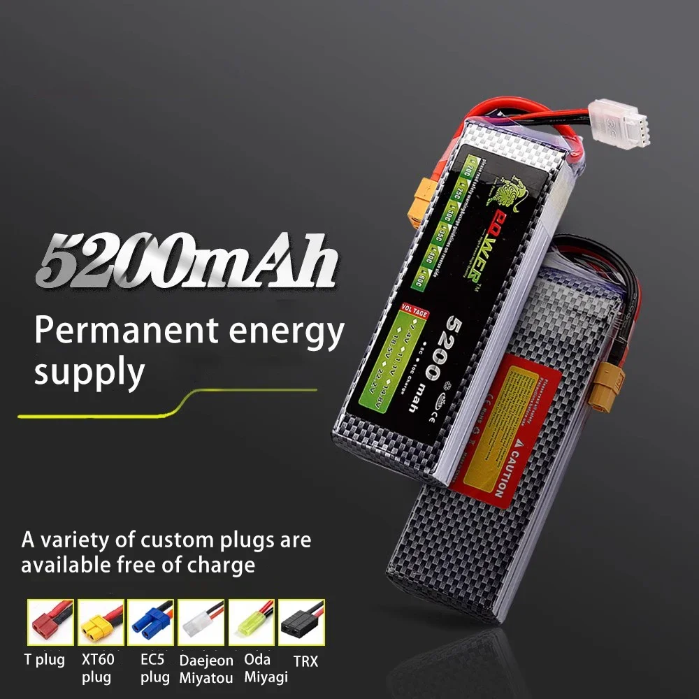 

High Capacity 5200-6000mAh 3S 11.1V 35C-60C LiPo Battery for UAV RC Car Models