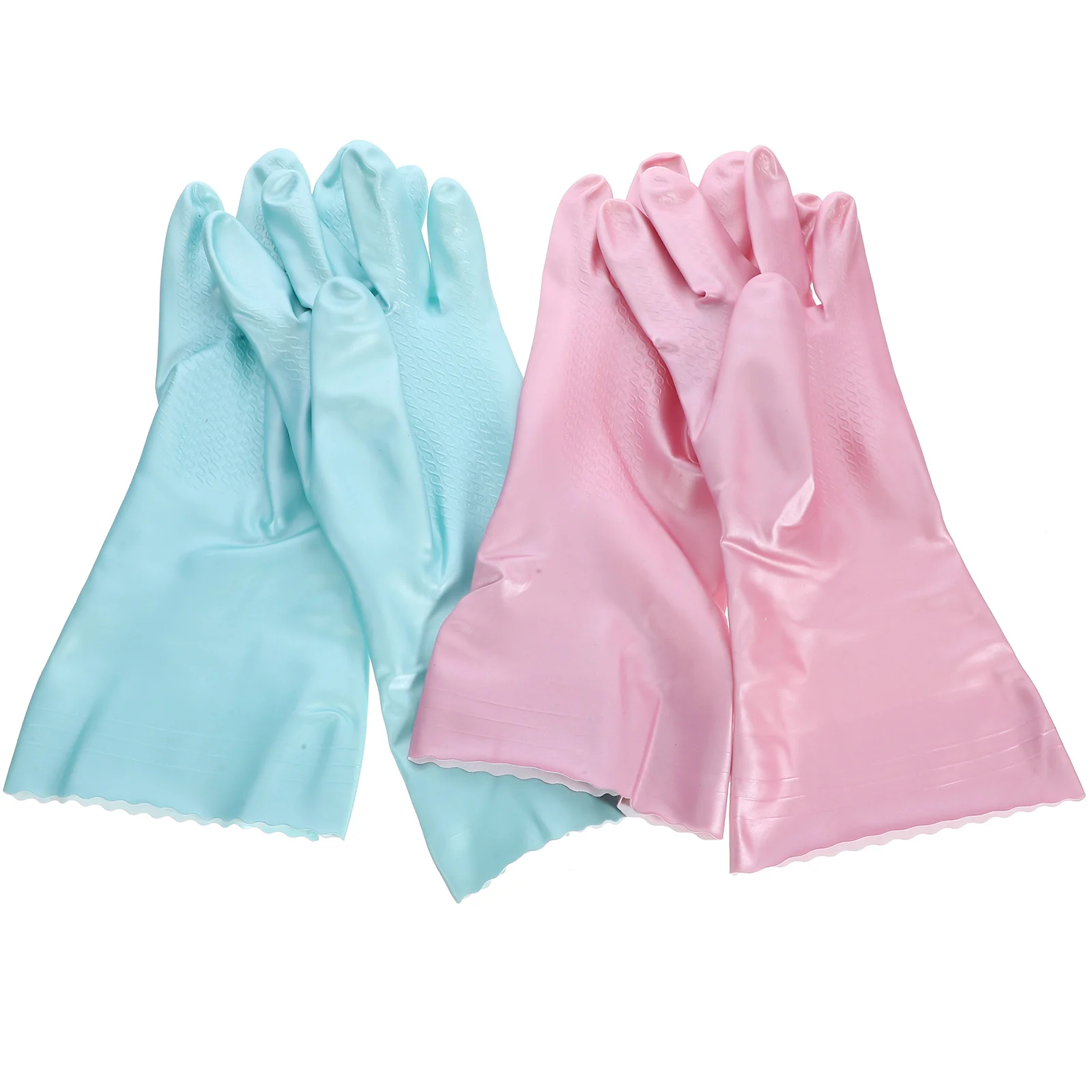 2 Pairs Rubber Gloves Cleaning Mittens for Washing Dishes Reusable Dishwashing Kitchen