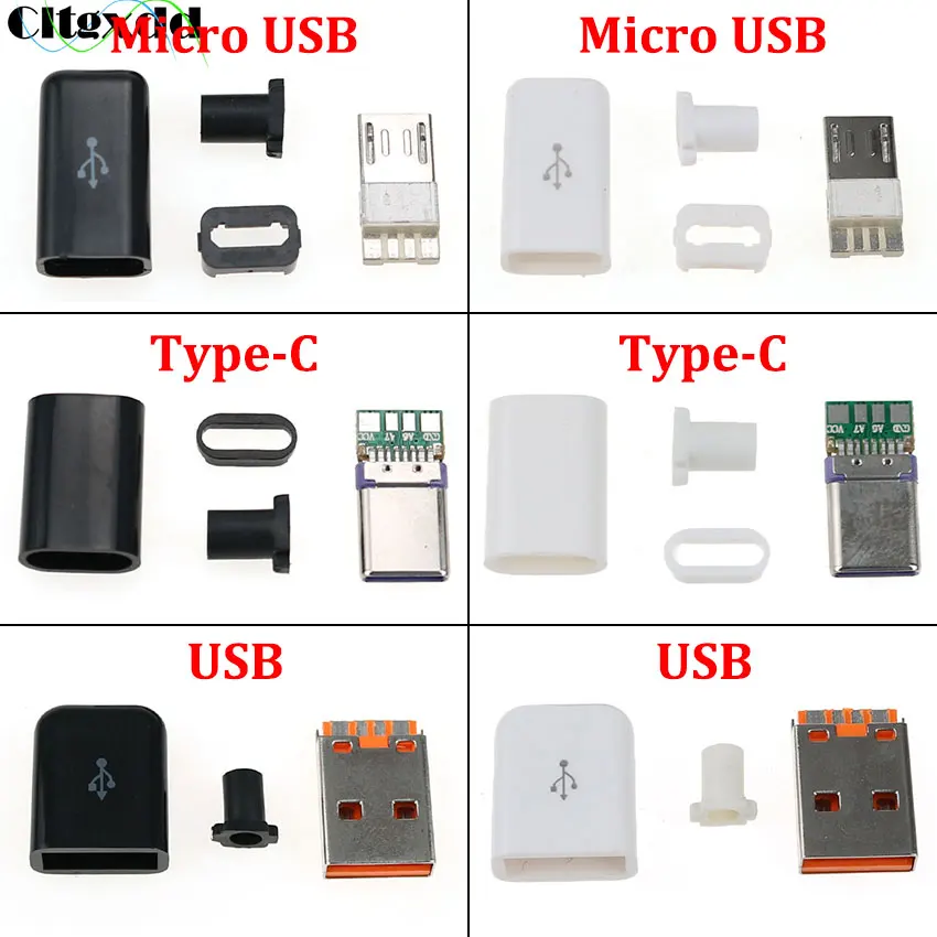 1 Set Micro USB 3.1 A Type-C Male Plug Charging Port Connector 5A High Current DIY Welding Data Cable For Huawei Samsung Lenovo