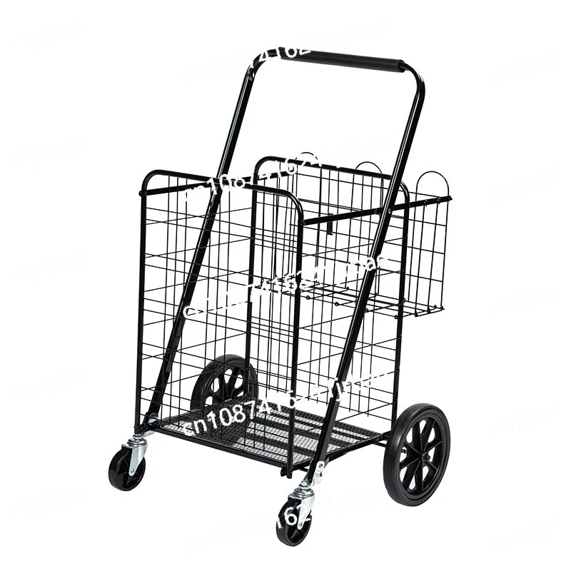 Extra Large Shopping Cart for Groceries 450lbs Heavy Duty Grocery Cart on Wheels Folding Dual Basket Utility Carts