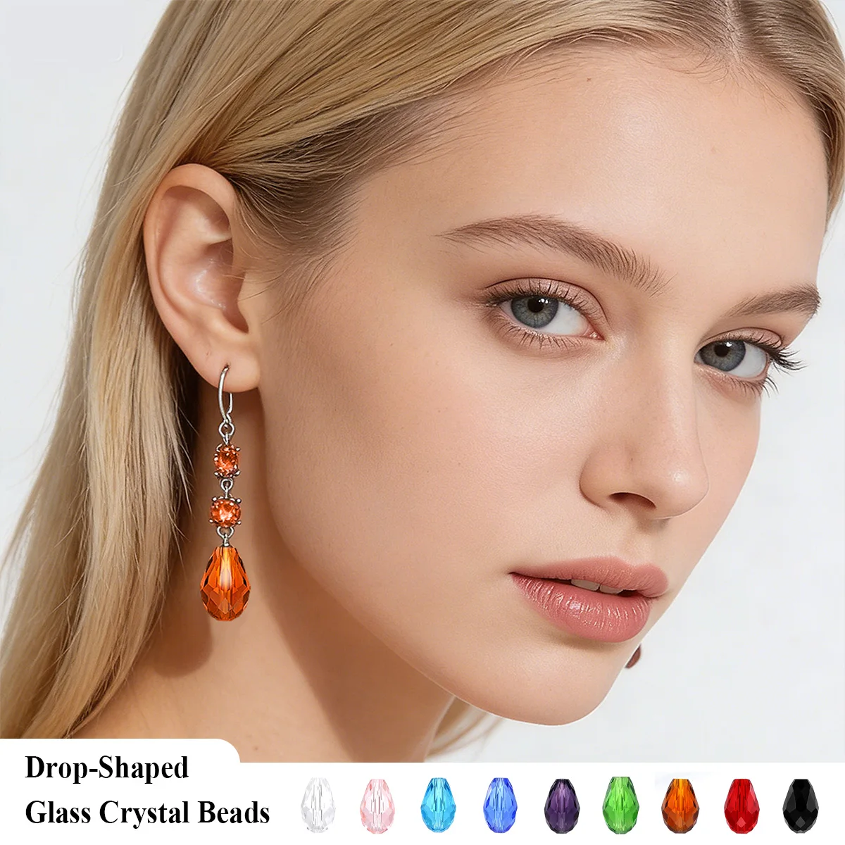 

Drop-Shaped Glass Crystal Beads - Jewelry Handmade Kit - DIY Jewelry Making Material for Girls/Women, 8X11mm, 10pcs/pack