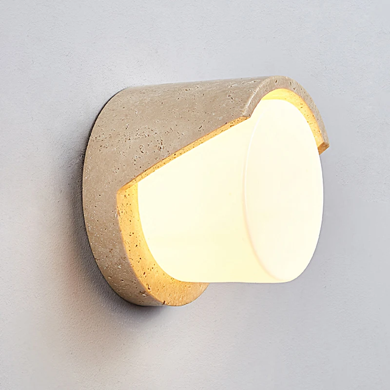 Modern Creative Cream Style Home Decoration Atmosphere Sconce Light Wabi Sabi Simple Staircase Corridor Natural Stone Wall Lamp