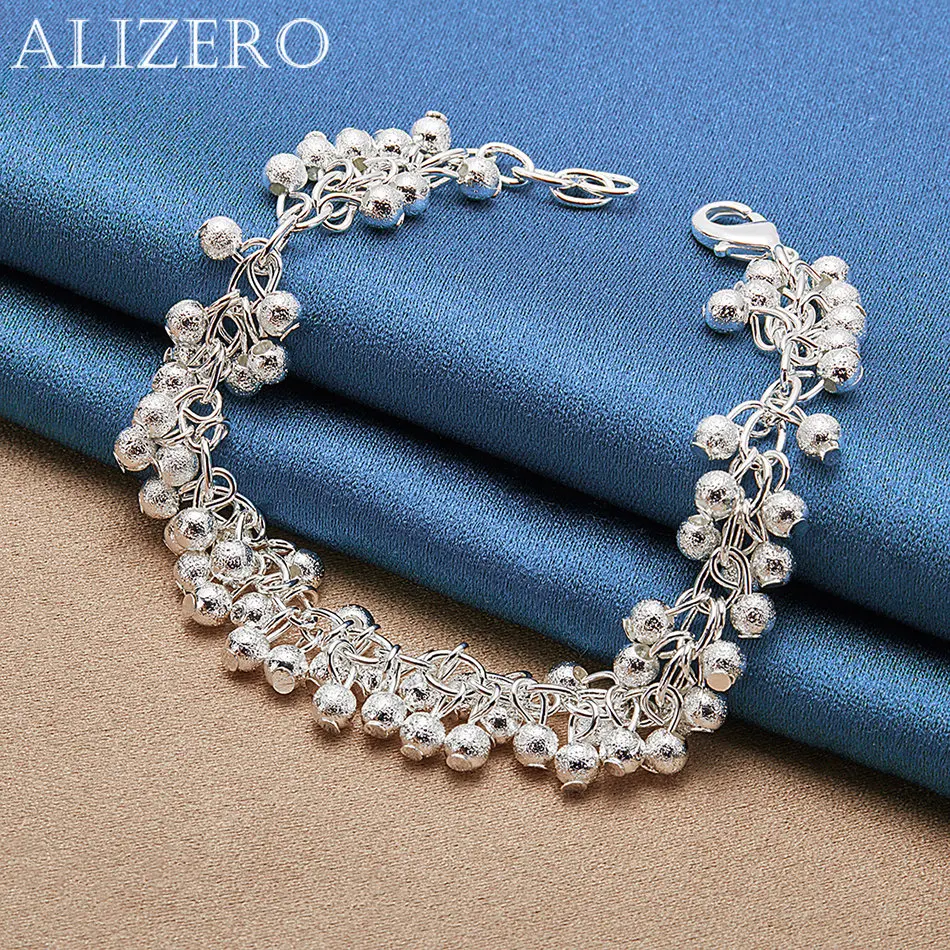 ALIZERO 925 Sterling Silver Frosted Grape Beads Bracelet for Women Fashion Accessories for Daily & Wedding Occasions Jewelry