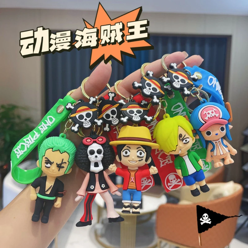 

One Piece Monkey D. Luffy Multi Expression 3D Silicone Keychain Set Straw Hat Pirate Anime Character Bag Charm Backpack Pendant