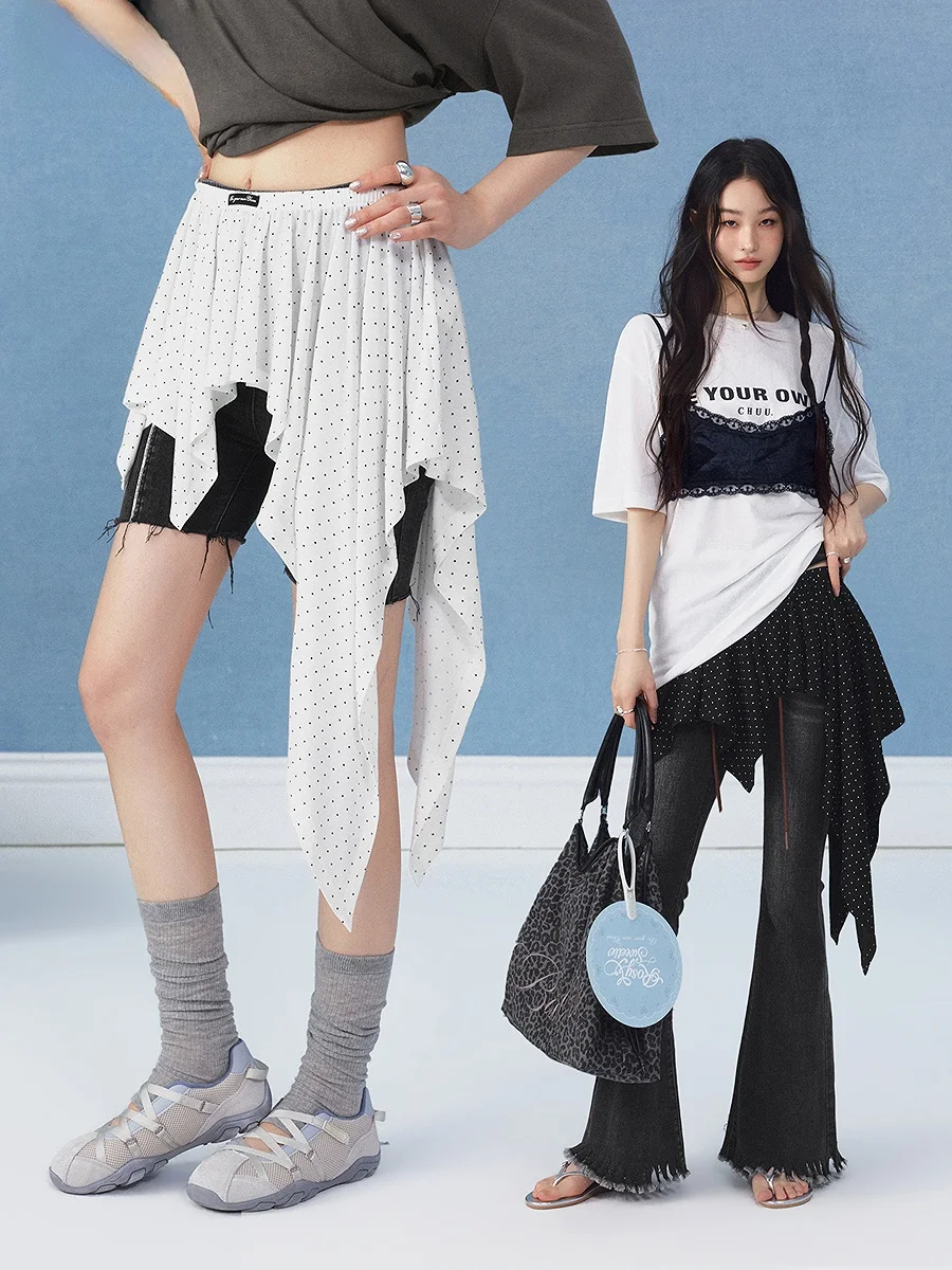 nouvelle-arrivee-Ete-2026-–-jupe-courte-femme-a-pois-avec-taille-Elastique-plis-asymetriques-et-ceinture-accessoire
