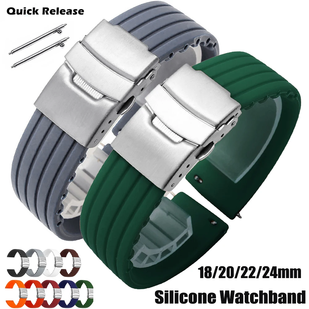 Bracelet de montre en silicone à motif d'opathie pour homme et femme, sangles en caoutchouc, bracelet universel, bracelet à dégagement rapide, SeATM, 18mm, 20mm, 22mm, 24mm