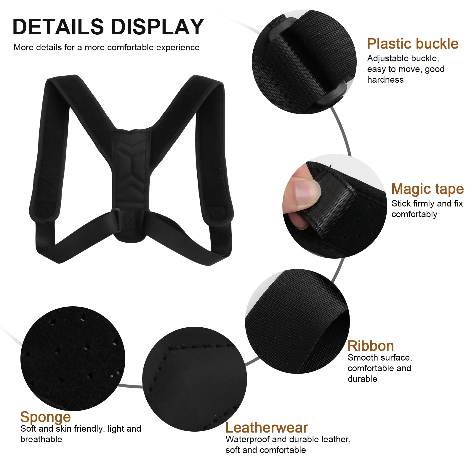 

1pc Back Posture Long Term Humpback Correction Belt Use Shoulder Stretching Women Men Humpback Belt Brace Health Back Brace Care