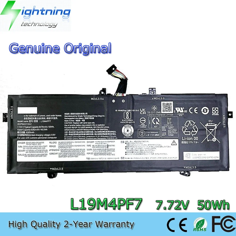 New Original L19M4PF7 7.72V 50Wh Laptop Battery for Lenovo Yoga 13S 2021 Slim 7i Carbon 13ITL5 L19D4PF5 21CP5/41/110-2