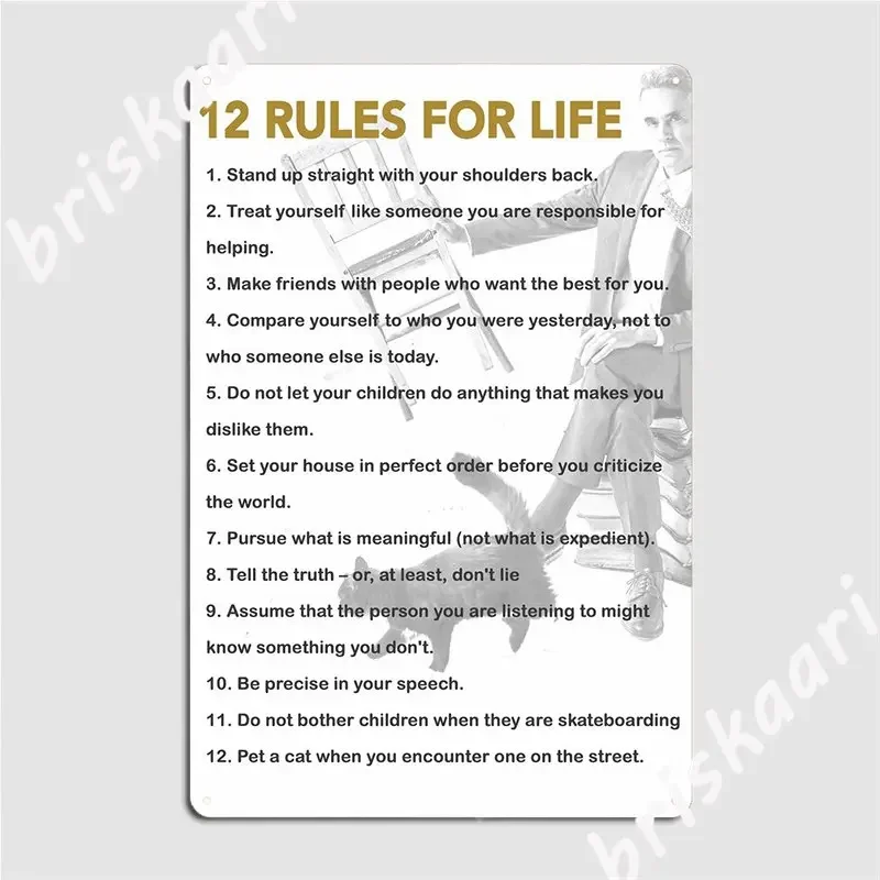 Jordan Peterson 12 Rules Metal Plaque Poster Wall Mural Club Bar Wall Plaque Customize Tin Sign Poster