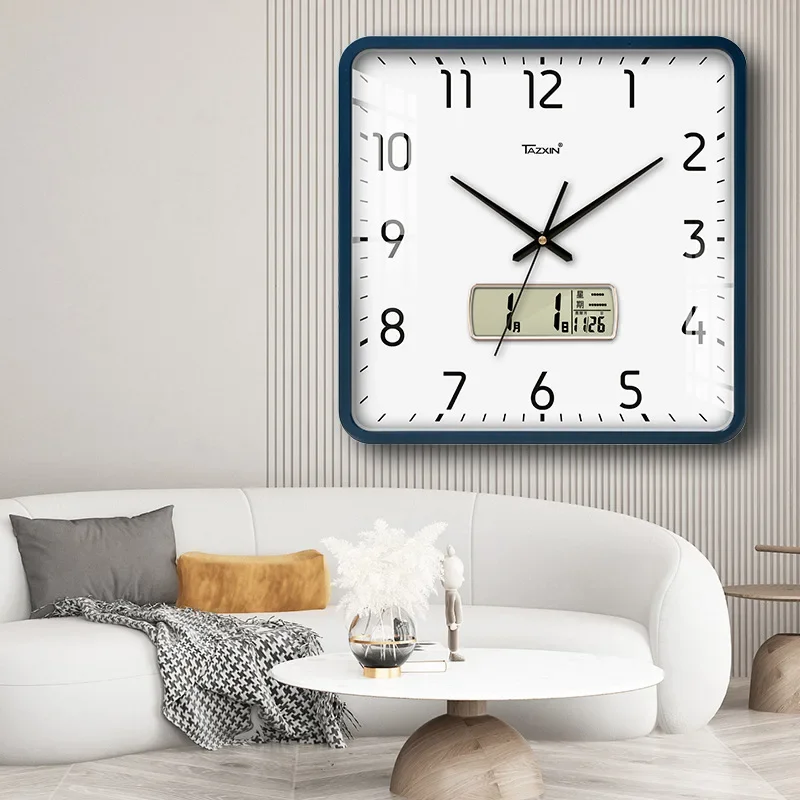 14Inch Wall Clock Living Room Creative Simple Modern Design Clocks Stylish Hanging Watch Square Quartz Clock Home Decoration