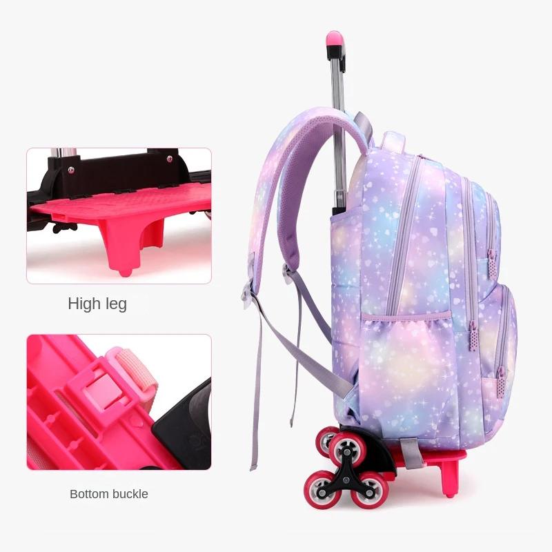 Kinder Schul rucksack mit Rädern Schüler Schult asche für Mädchen Trolley Tasche niedlichen Schult asche rollenden Roll rucksack