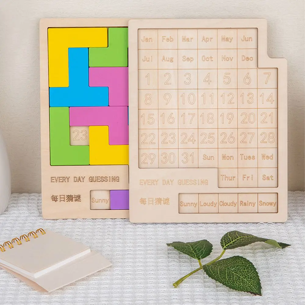 Rompecabezas educativo creativo IQ Tangram Brainteasers calendario de madera rompecabezas de inteligencia juegos de rompecabezas Kits de rompecabezas juguetes para niños