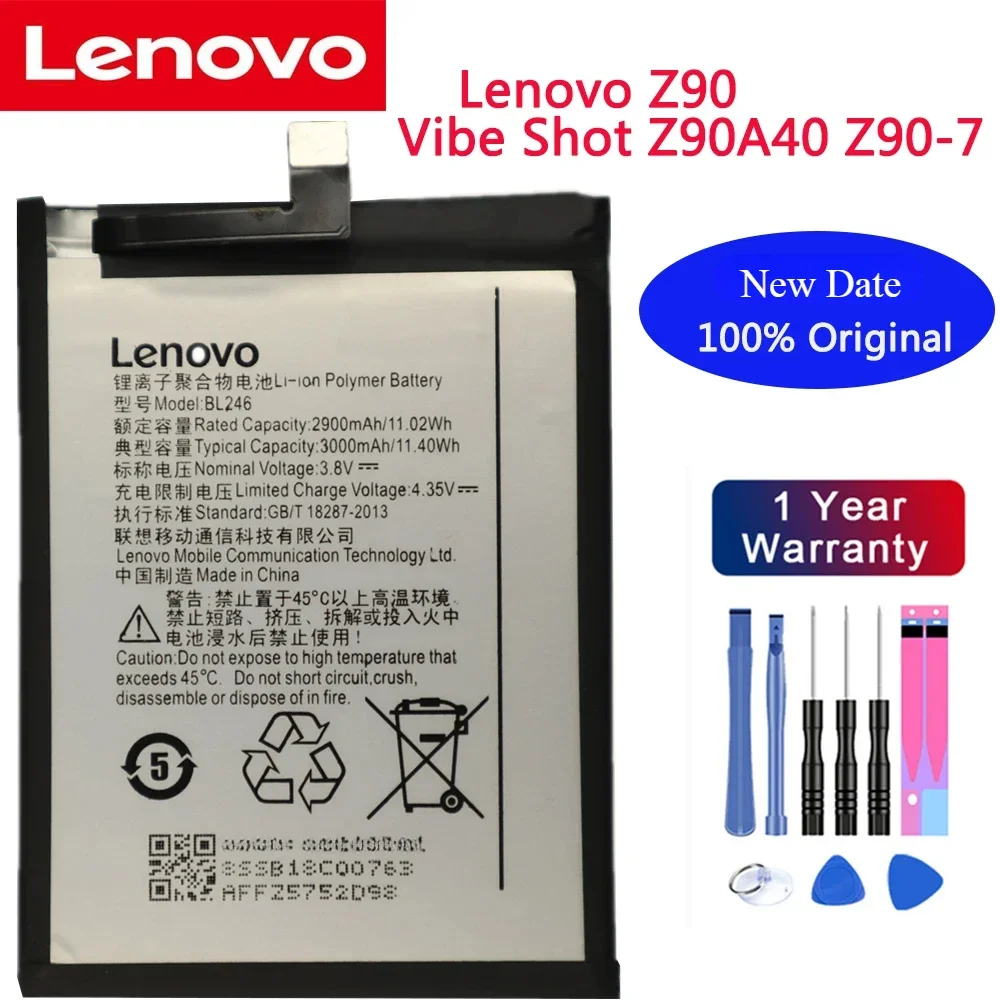 New 100% Original BL246 Battery For Lenovo Z90 /Lenovo Vibe Shot Z90A40 Z90-7 Phone Batteries 3000mAh Fast Shipping