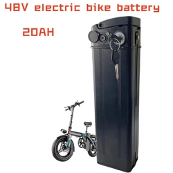 48V 20Ah Silver Fish Style Electric Bike Battery Lithium Battery With Aluminum Case Anti-theft Lock