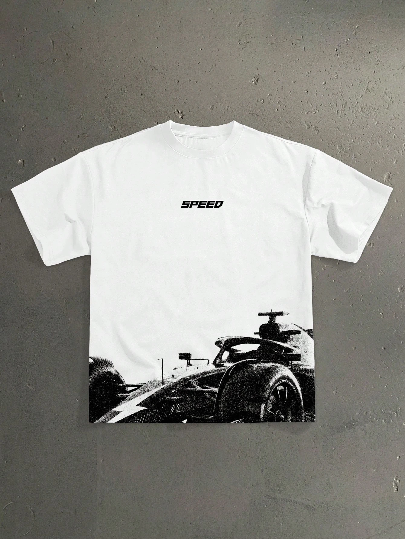 Oversized Heavyweight SPEED Racing Halftone Car Graphic Tee Cotton Mens Womens T-Shirt Summer Streetwear