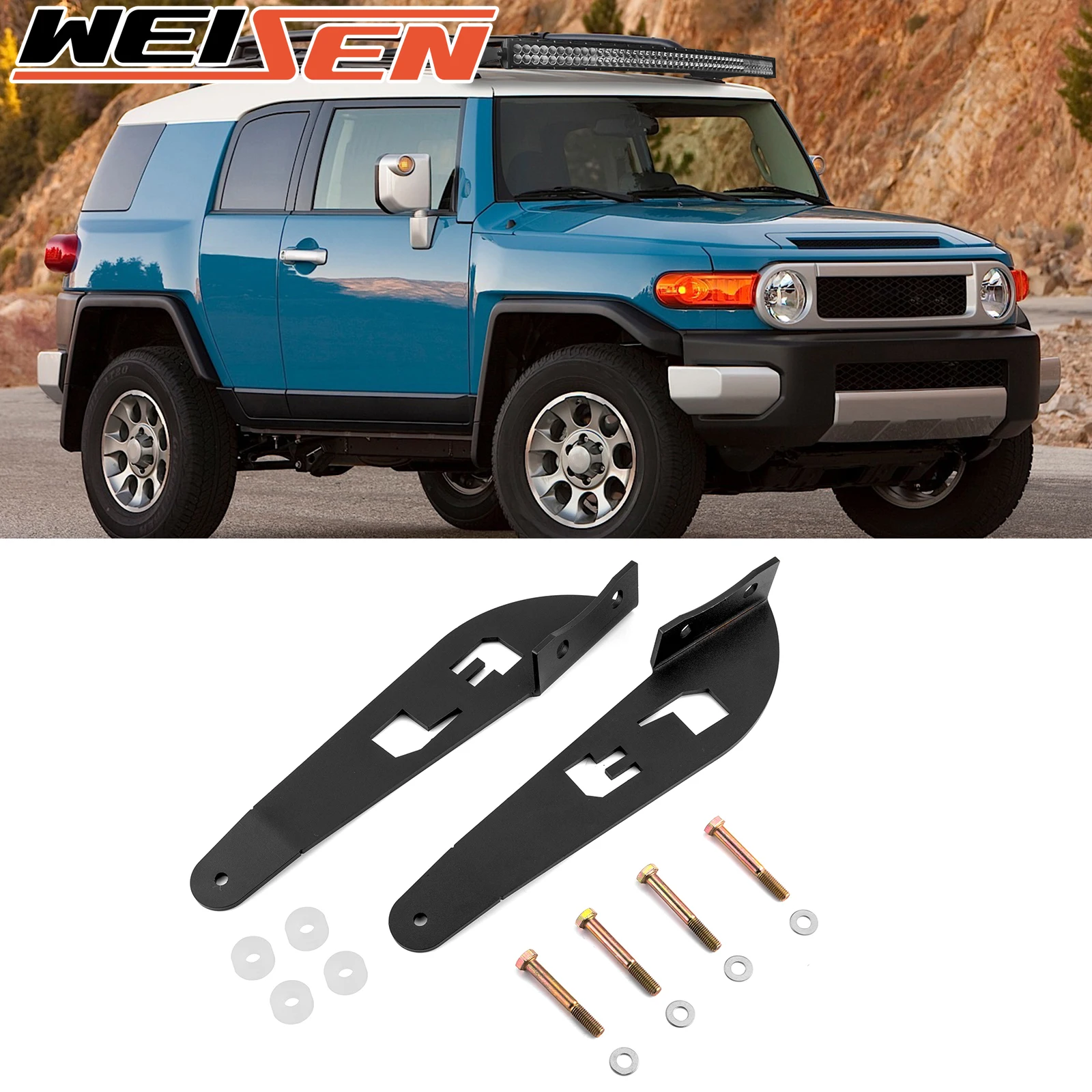 For 2007-2014 Toyota FJ Cruiser Car Upper Windshield Roof LED Light Bar Mount Bracket Fit 50'' 52