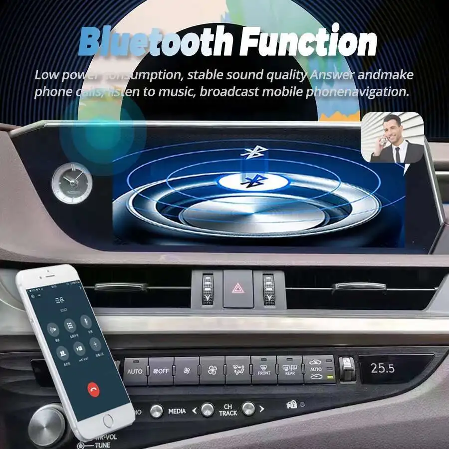 12.3インチAndroid 14 CarPlay対応レクサスES ES350H ES250 ES350 ES300H 2018-2022年式車用マルチメディアビデオプレーヤーヘッドユニットGPSステレオ