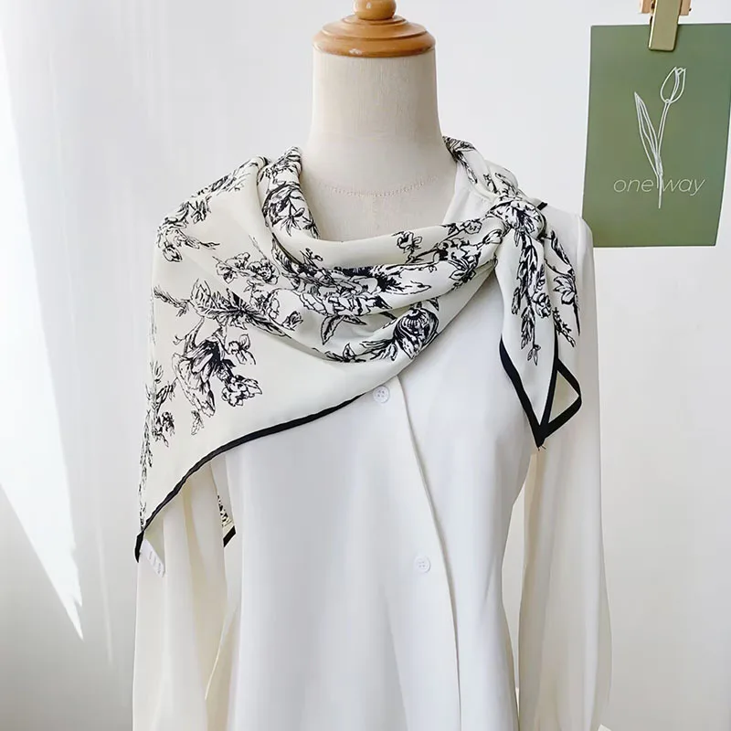 

Корейский и японский легкий люксовый женский шарф премиум-класса, из мягкого твилового шелка, классический универсальный шарф для шеи, накидка на плечи.