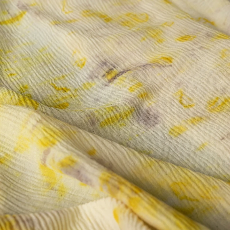 Fabric Width 50cmx 138cm Grass Dyed Printing Yellow Radix Arnebiae Seu Lithospermi 67% Wool 33% Silk Diy Dress Coat Fashion 1Pc