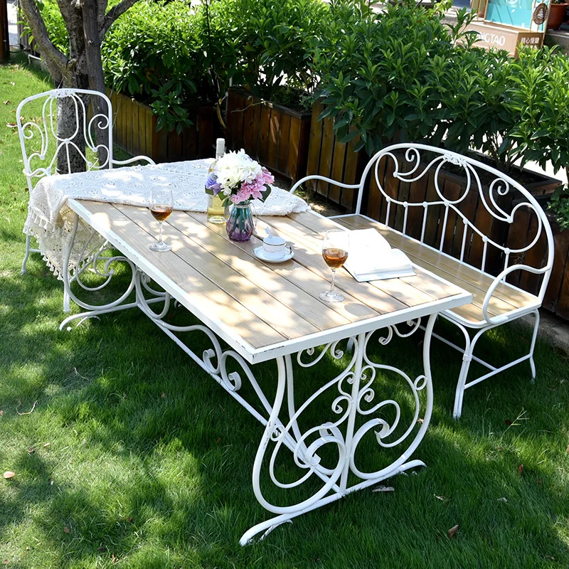 Retro wrought iron table and chair kit combination garden courtyard leisure open-air balcony outdoor disassembly and assembly