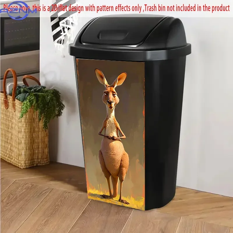 Home Trash Can Decorative Decal Stylish Pattern 2D Print Waste Bin Sticker