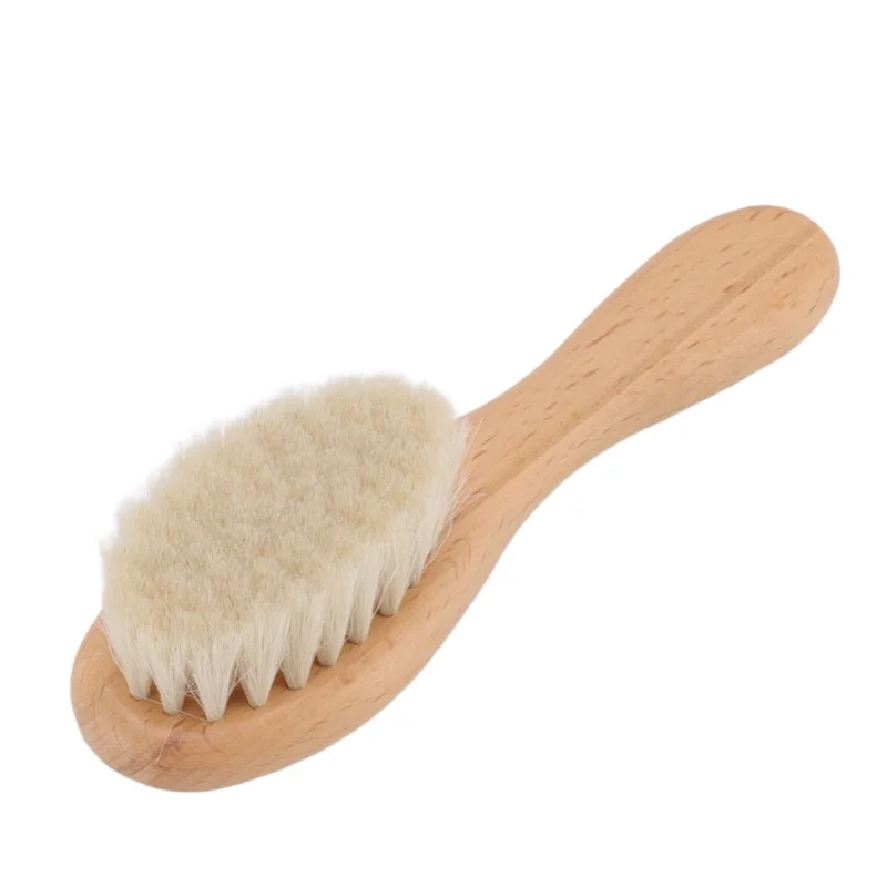 Oil head styling beard brush, soft and comfortable sheep mane beard brush, beard cleaning and care brush, baby bath wooden comb,