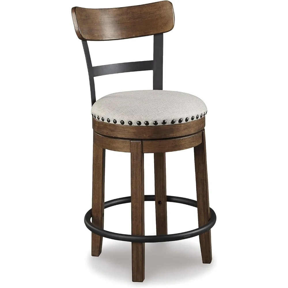 

Valebeck Rustic Farmhouse 24.5” Counter Height Swivel Bar Stool, Brown