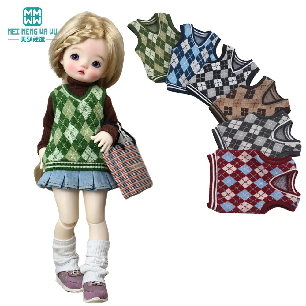 28-30CM 1/6 YOSD BJD Doll Clothes Fashion plaid vests Cowboy skirts Pleated skirts Girl Gifts