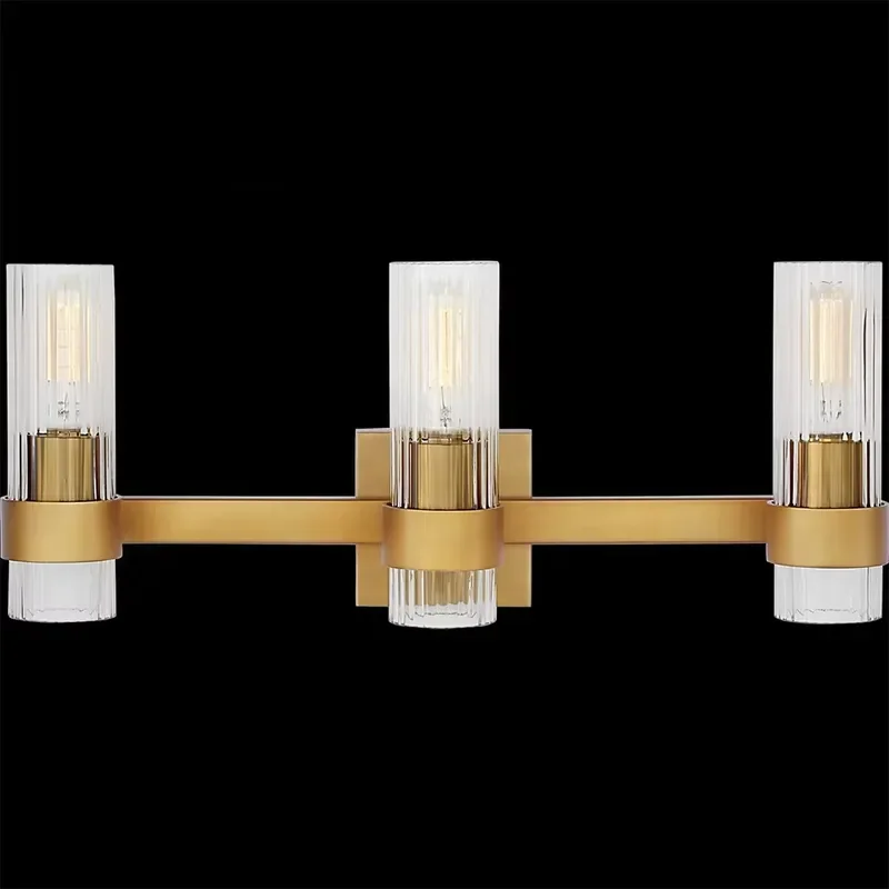 Custom Modern Minimalist Brass Glass Wall Sconce Fixture LED Indoor for Hotel Hallway Residence Wall Lamp Decoration