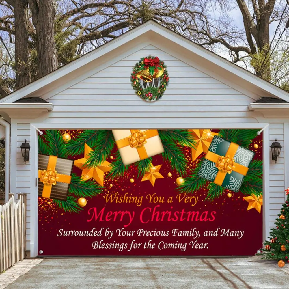 

Christmas Party Decoration Vibrant Christmas Style Tapestry Festive Ambience for Garage Door Party Decoration Weather for Garage