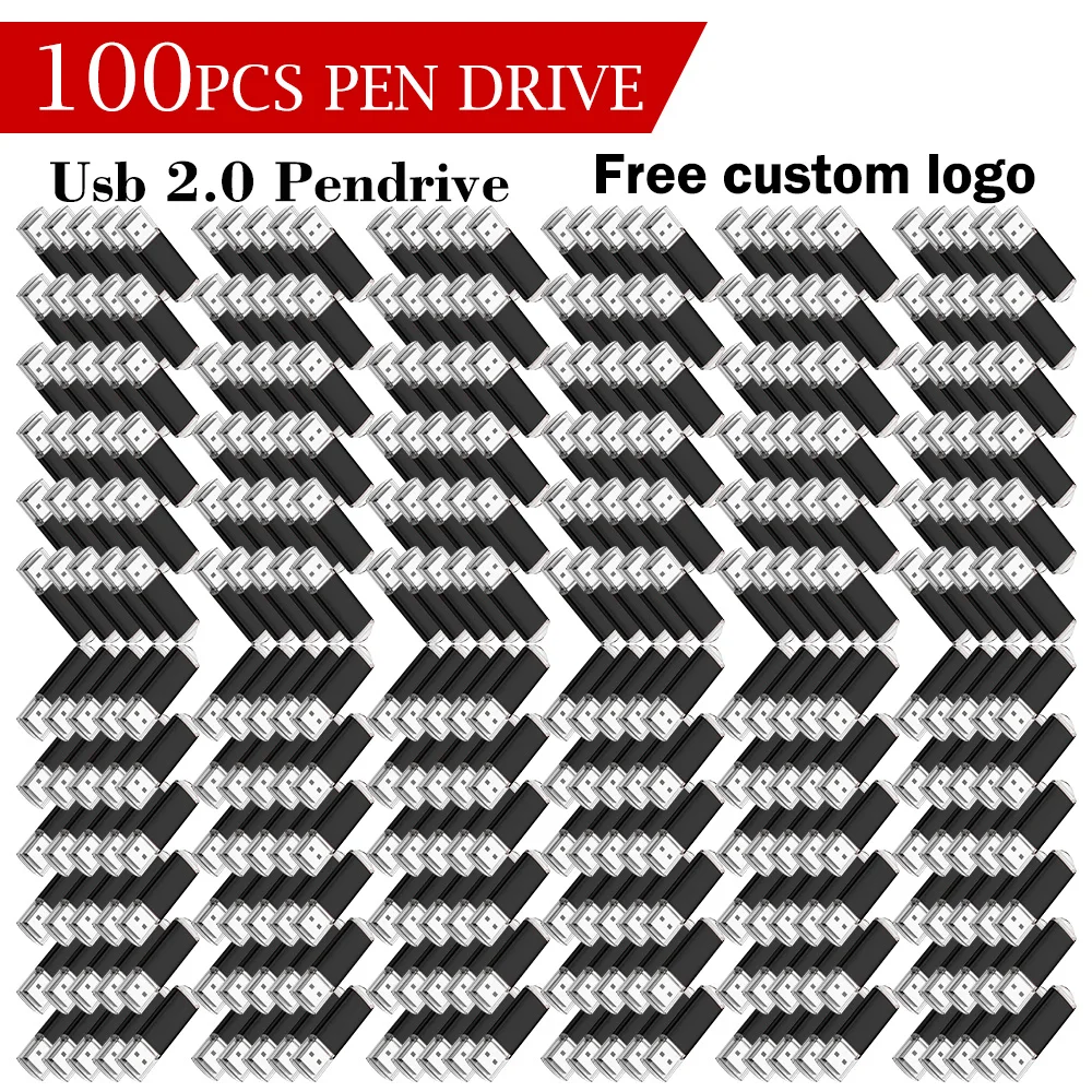 100pcs/ot Free Custom Logo Usb Flash Drive 64GB 32GB 16GB 8GB 4GB Metal 2.0 Pen Drive Business gift 2GB 128mb Creative Pendrive