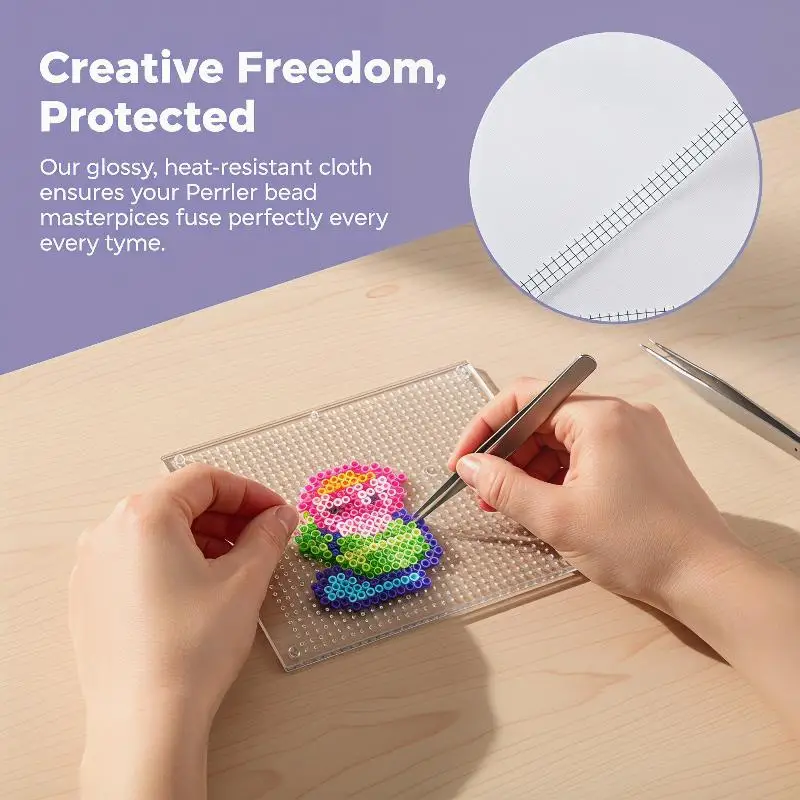 5Pcs Handmade Perler Beads Baking Cloth Edge-stitched Transparent Iron-on Mat Heat-resistant Paper DIY Accessories Perler Beads