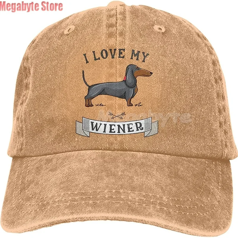 Teckel Weiner Dog Hat for Men and Women, Drôle Black Baseball Cap, Trucker Fashion, Washed Denim Caps for Outdoor, Adjustable