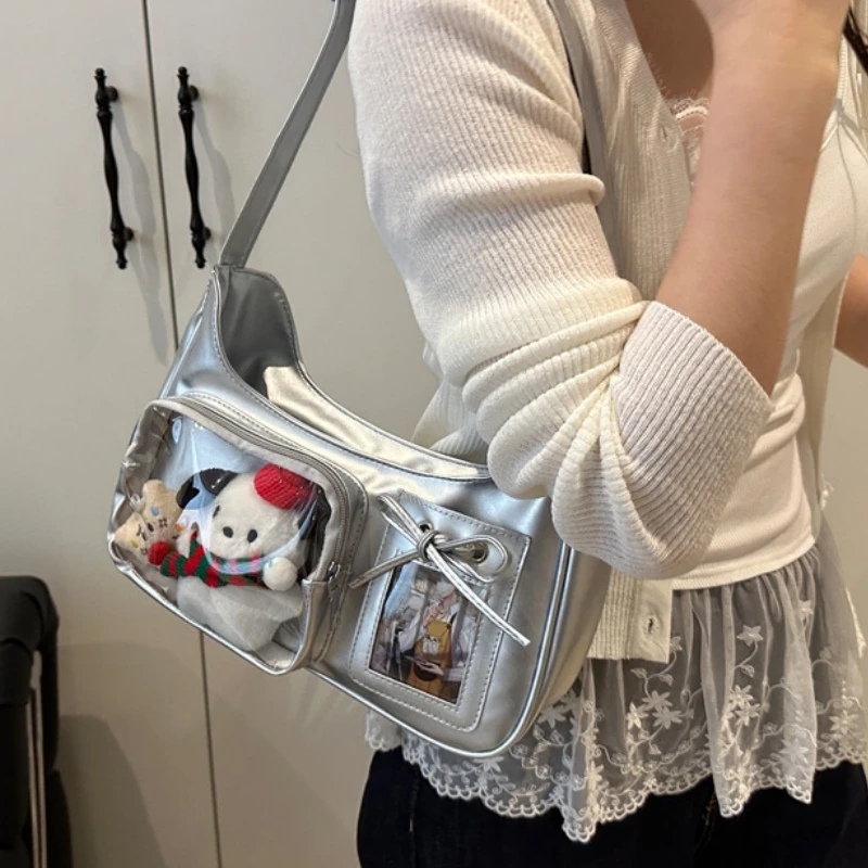 

Fans Y2k Harajuku Shoulder Bag Women Korean Transparent Ita Bag School Crossbody Bag Anime Preppy Handbag Purse Toys Gifts