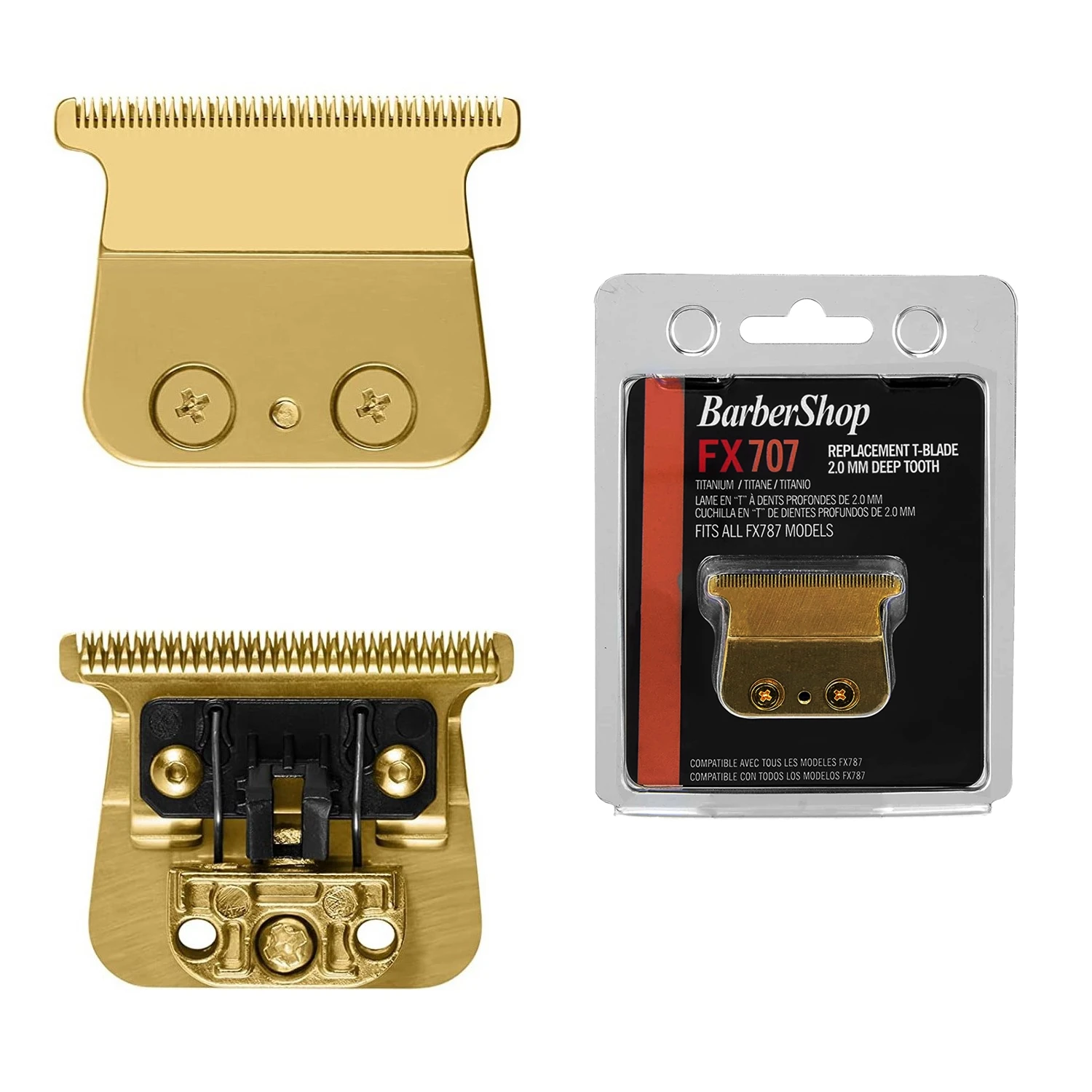 Professional Replacement Titanium Blade set for BaBylissPRO Barberology FX787 and FX726,Fits All FX787 and FX726 Models ,Gold