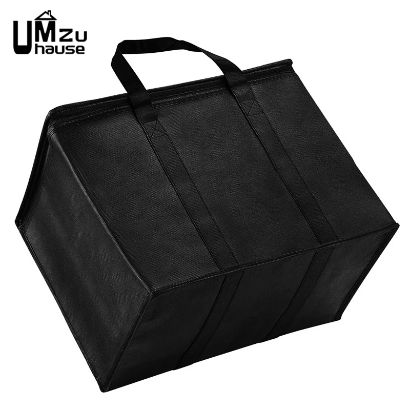 43L Insulated Tote Bag Grocery Fruit Food Meal Big Storage Cooler Delivery Zipper Thermal Case Outdoor Shopping Market Organizer