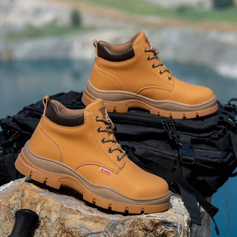 AOYU WINTER New Styles Men Safety Boots With Steel Toe Cap Anti-smash Work Sneakers Safety Shoes Men IndestructibleWork Boots