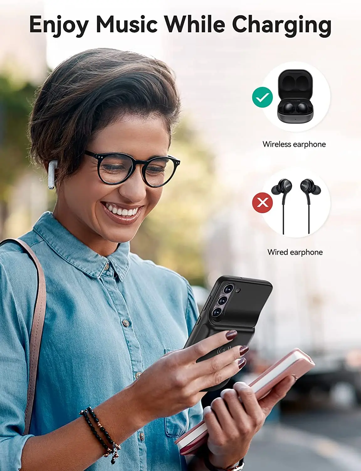 حافظة بطارية لهاتف جالاكسي S23 بلس، غطاء بنك الطاقة للشحن اللاسلكي، حافظة شاحن قوية محمولة قابلة لإعادة الشحن، 10000 مللي أمبير في الساعة #5