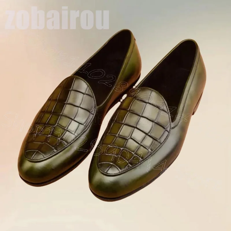 

Зеленые мужские лоферы из матовой кожи с принтом под аллигатора, модные туфли без шнурков, роскошные, ручной работы, для вечеринок, свиданий, повседневные мужские туфли.