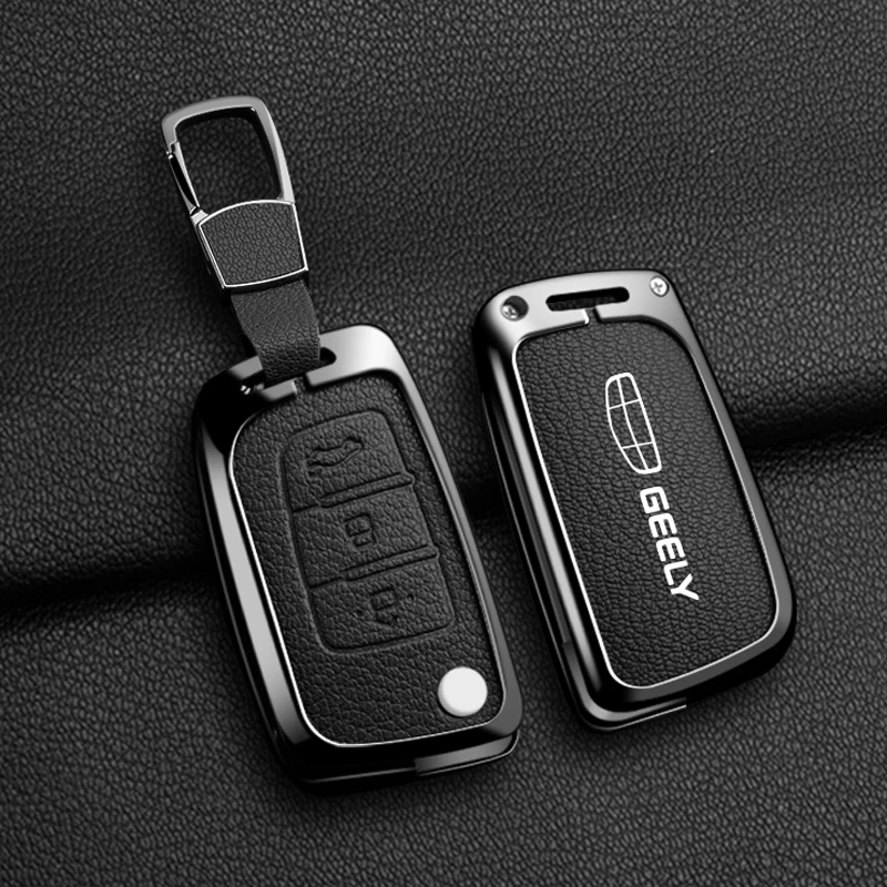 For Geely GX3 EC7 EC8 GC6 EC715 EC718 Emgrand7 EU7 EC7-RV EC718-RV  3 Buttons Metal Leather Car Key Case Cover Protect Shell view 4