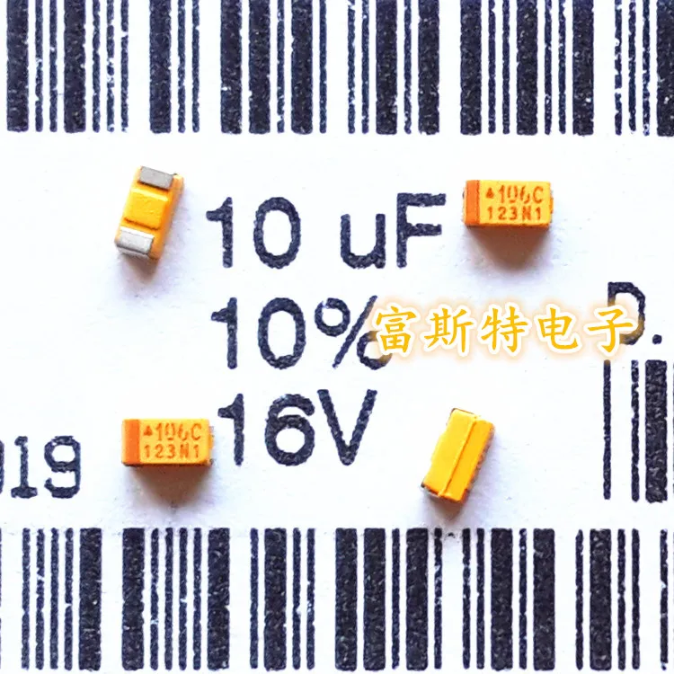 100PCS/LOT SMD tantalum capacitors 106C 10UF 16V C 6032/C Polarity 16V10UF